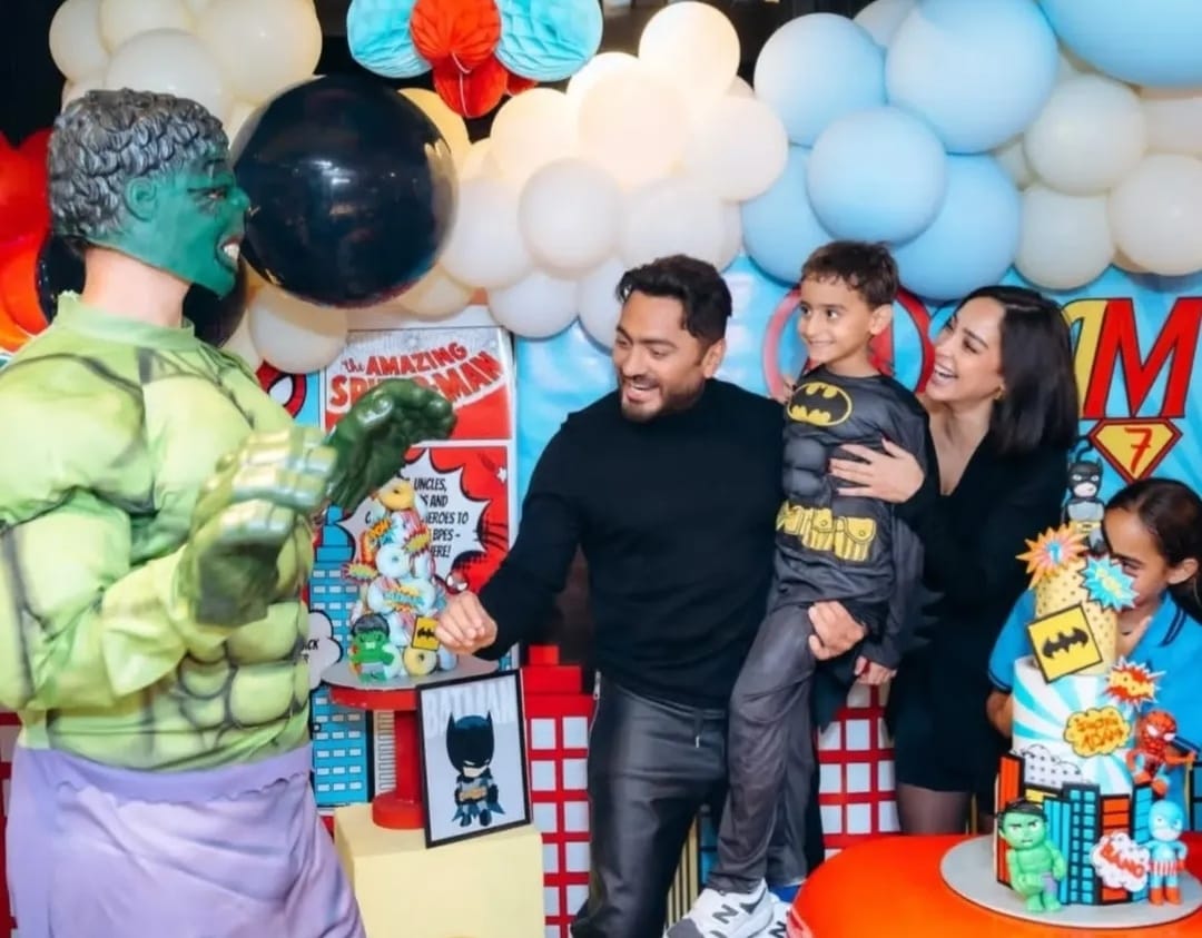 بسمة بوسيل وتامر حسني يحتفلان بعيد ميلاد ابنهما في أجواء عائلية