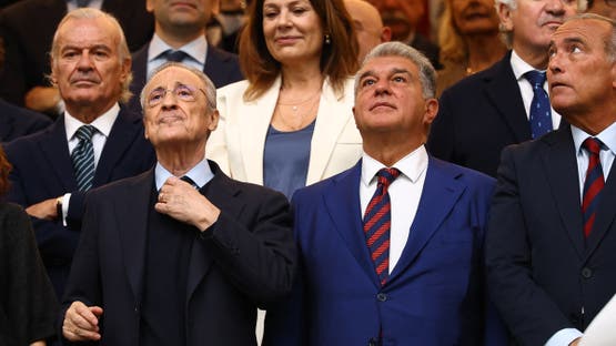 جوان لابورتا رئيس برشلونة وبيريز رئيس ريال مدريد