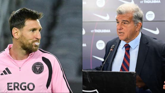 لابورتا وفي الصورة الأخرى ميسي