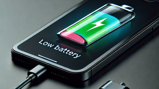 صورة بواسطة الذكاء الاصطناعي لبطارية هاتف ذكي